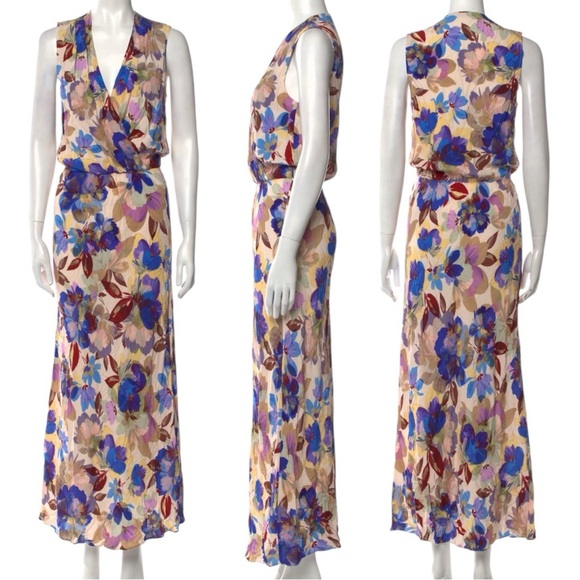 Favorite Daughter The Nita Floral Sleeveless Blouson Pleated V neck Maxi Dress - Picture 8 of 12